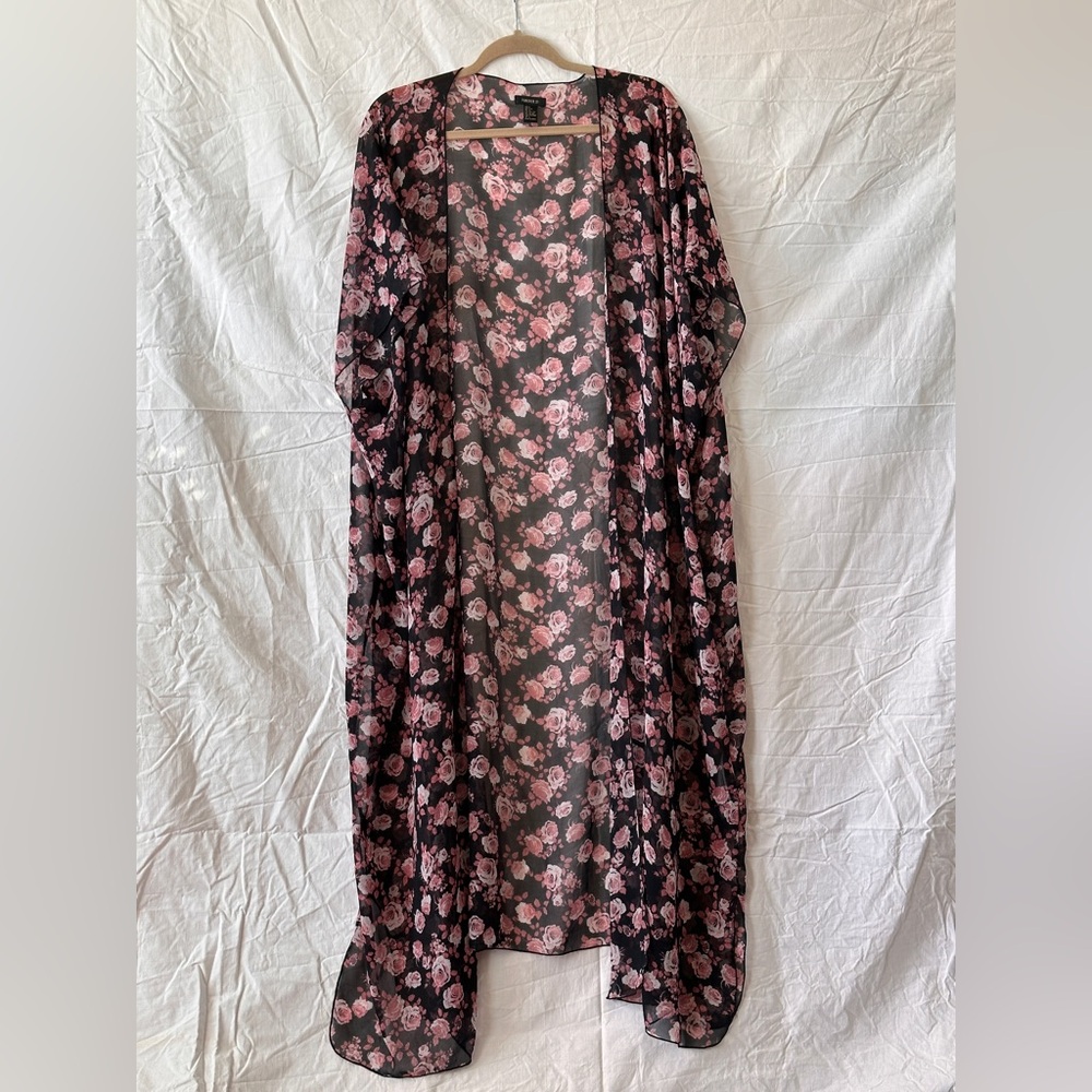 Sheer Rose 🥀 print kimono style flowy robe